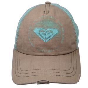 Roxy Snapback Trucker Hat Multi One Size Adjustable Outdoor Mesh Back Distressed